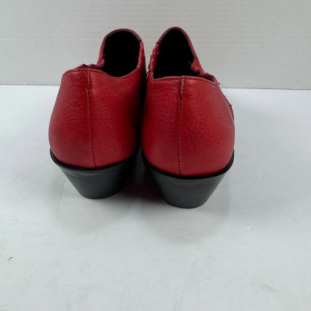 Rebecca Minkoff Red Leather Western Pointed‎ Toe Block Heel Booties Womens 6.5M